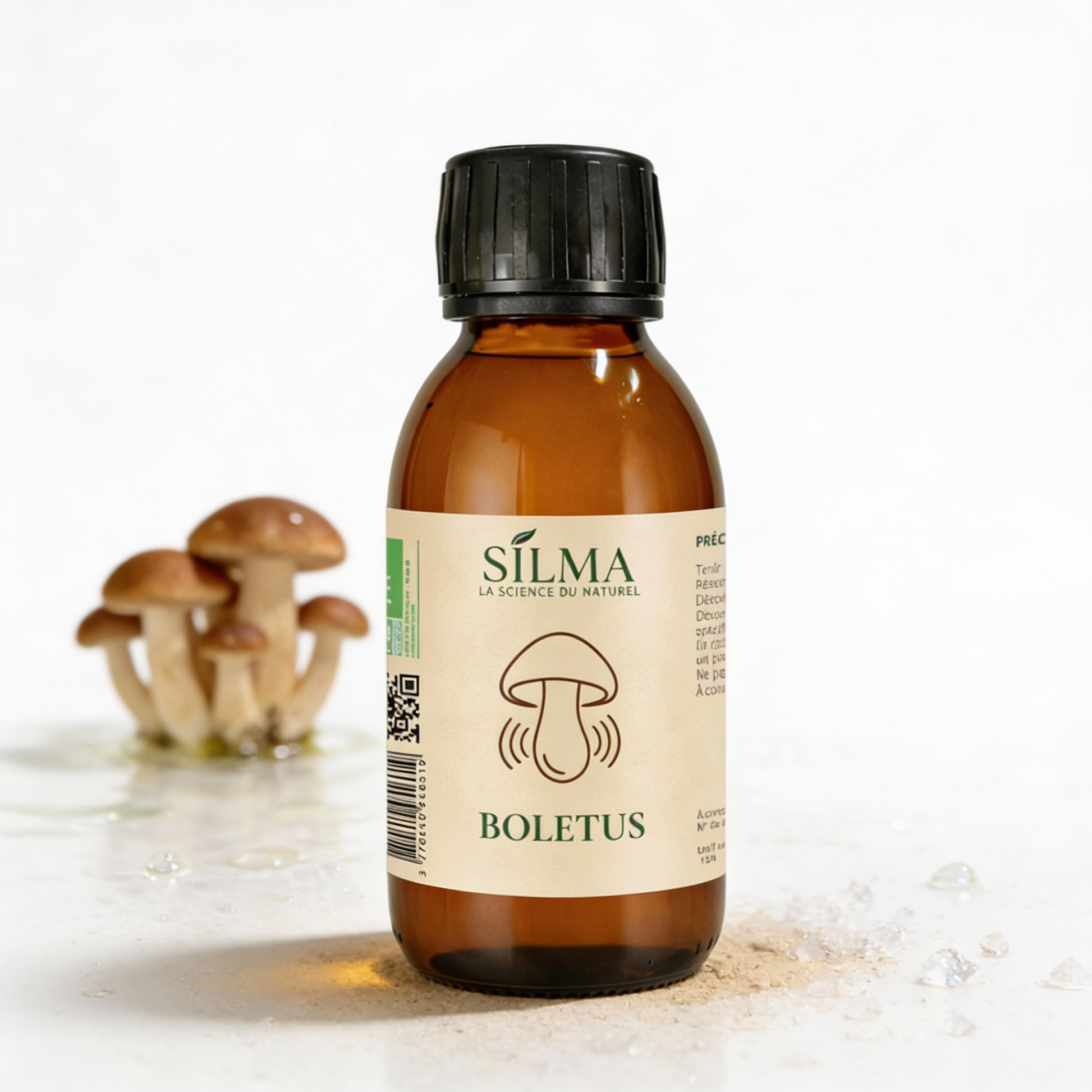 Bouteille de sirop de Boletus SILMA avec champignons – nutrition et énergie naturelle