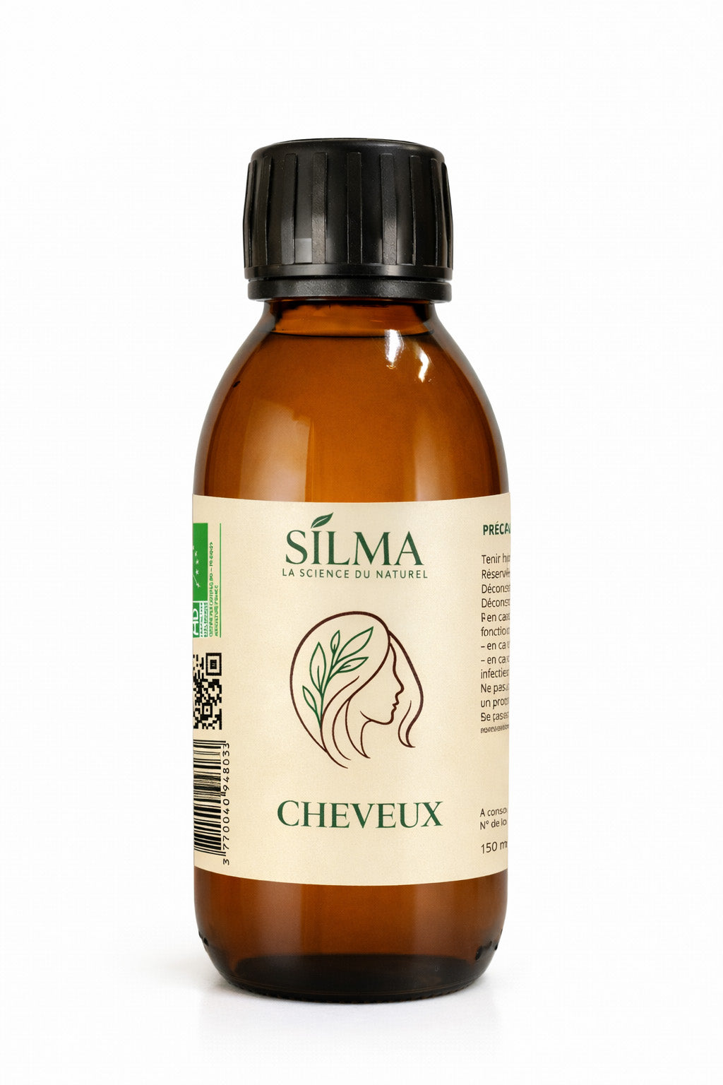 Flacon de sirop Cheveux SILMA 150 ml – formule naturelle pour renforcer les cheveux et soutenir la santé du cuir chevelu