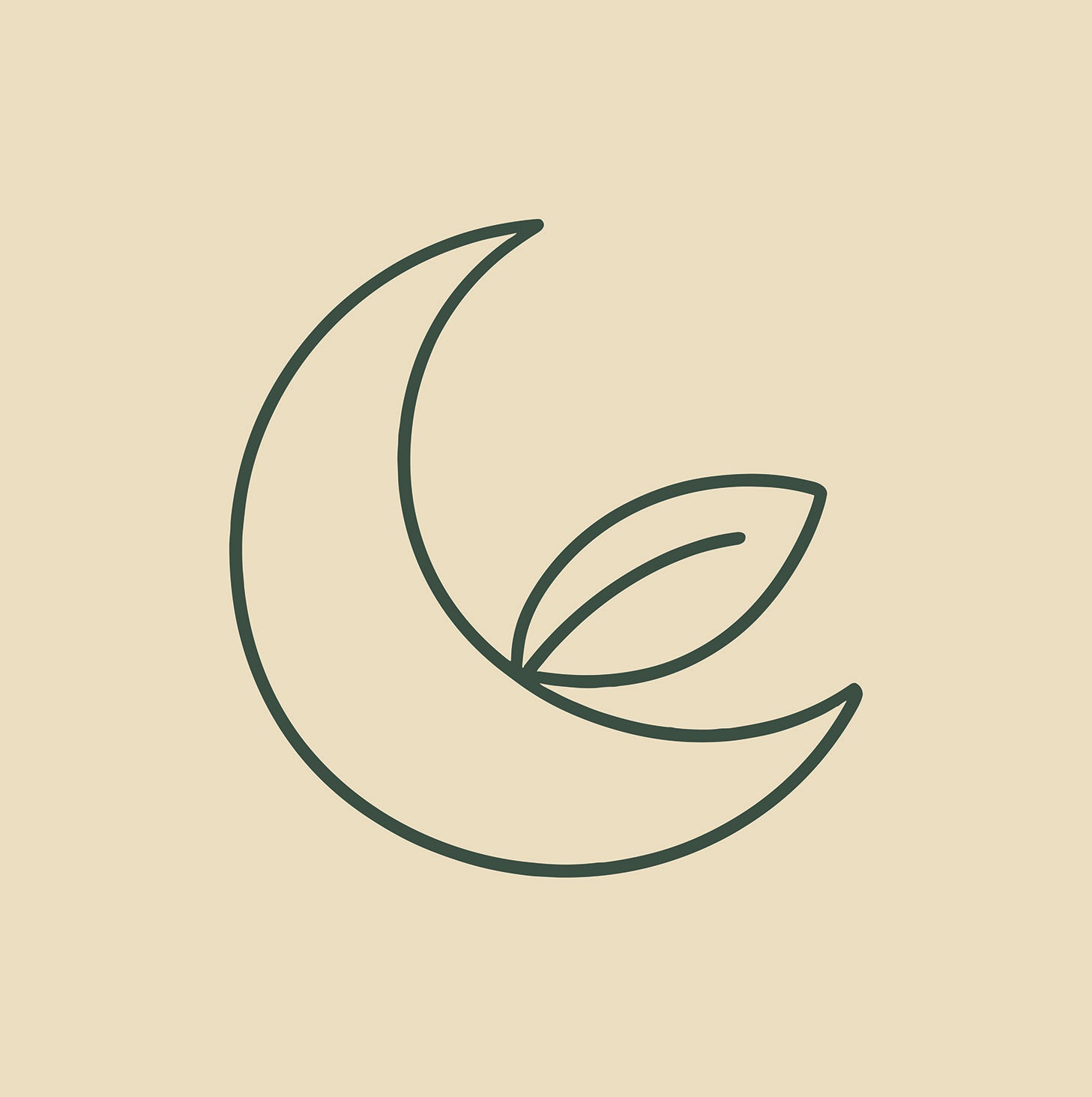 Icône lune et feuille représentant la sérénité, le sommeil naturel et la gestion du stress